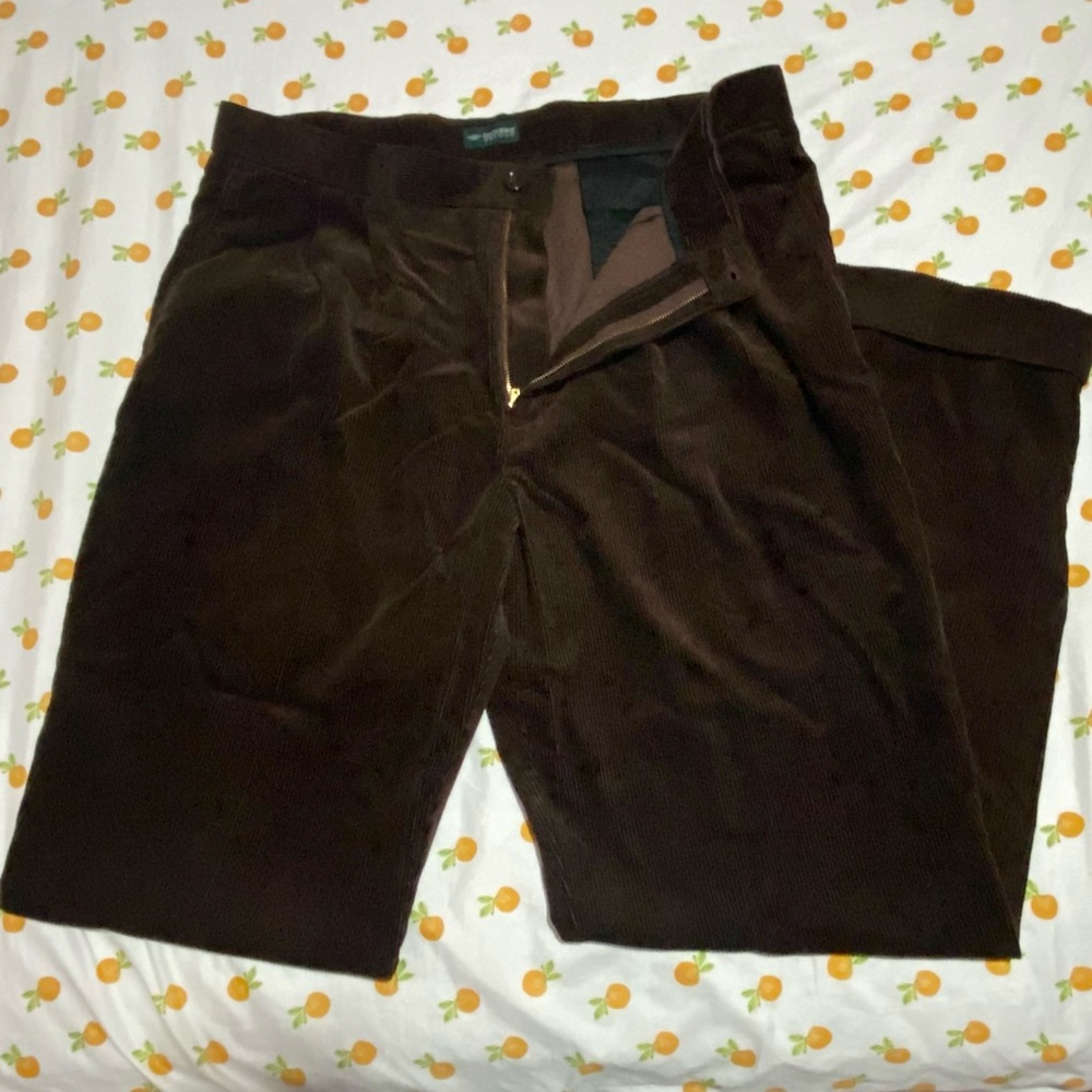 Dockers Recode Brown Corduroy Pants Mens Size 38x34 Rolled Up Pant Cuffs Vintage